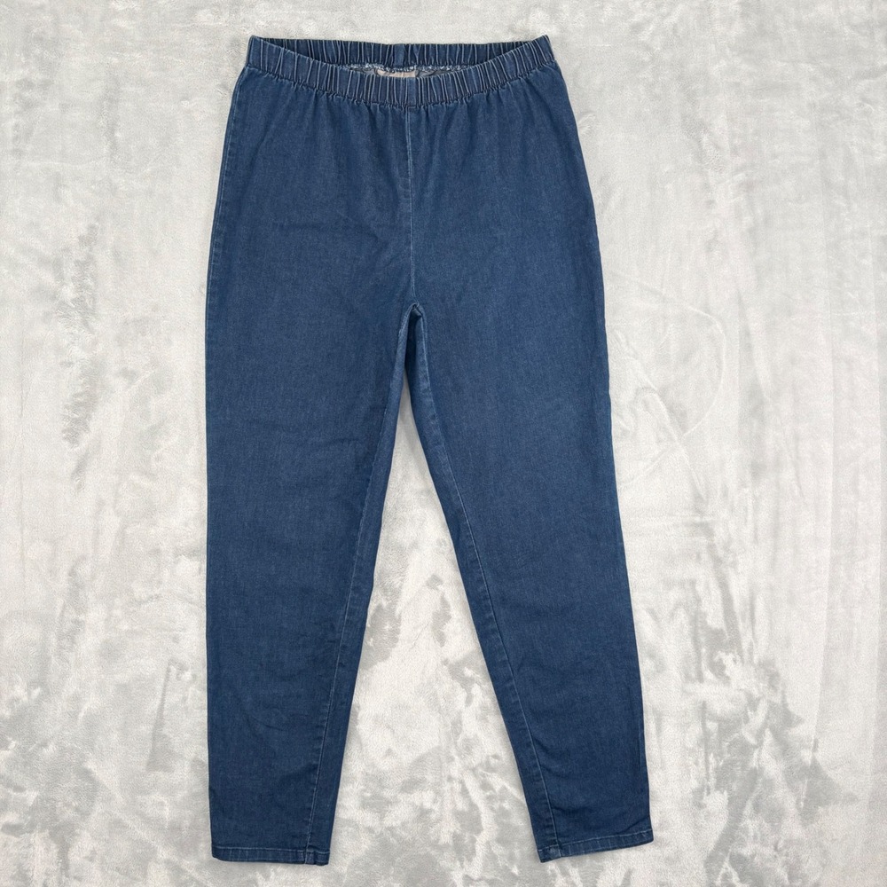 Woman Within Jeggings Women 18W Fits 29x27.5 Blue Denim Pull On Stretch Leggings